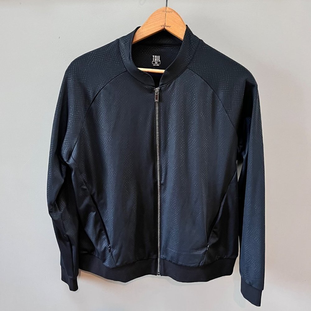 TAIL Women's Black Zip Up Snake Skin Patterned‎ Jacket- Size M